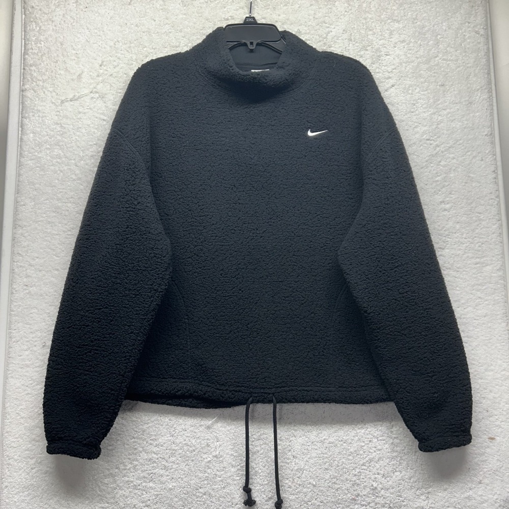 Nike Womens Size M Black Long Sleeve Therma Fit Cozy Training Sweatshirt